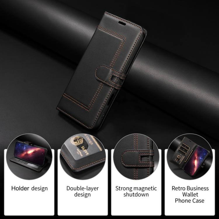 For Redmi Note 13 5G Stitched Magnetic Buckle Leather Phone Case