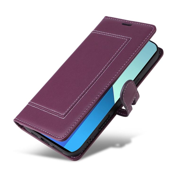 For Redmi Note 13 4G Stitched Magnetic Buckle Leather Phone Case