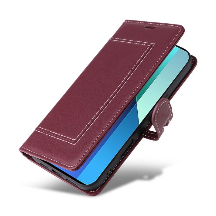 For Redmi Note 13 4G Stitched Magnetic Buckle Leather Phone Case