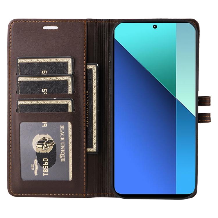For Redmi Note 13 4G Stitched Magnetic Buckle Leather Phone Case