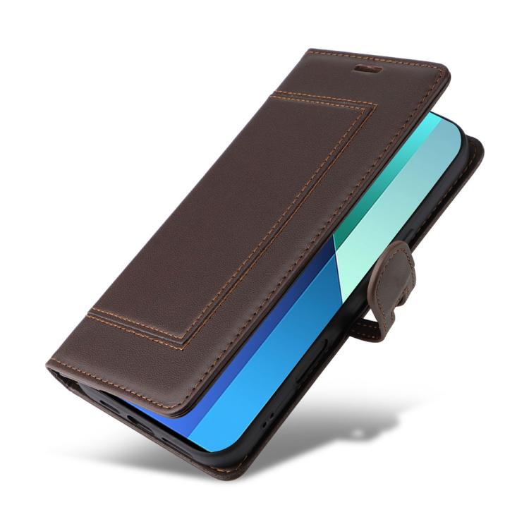 For Redmi Note 13 4G Stitched Magnetic Buckle Leather Phone Case