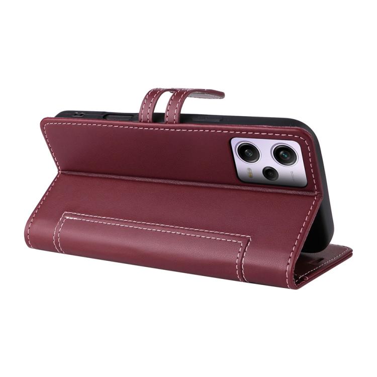 For Redmi Note 12 Pro 5G Global / Poco X5 Pro Stitched Magnetic Buckle Leather Phone Case