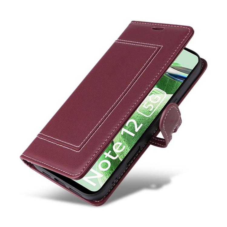 For Redmi Note 12 5G Global / Note 12R Pro Stitched Magnetic Buckle Leather Phone Case