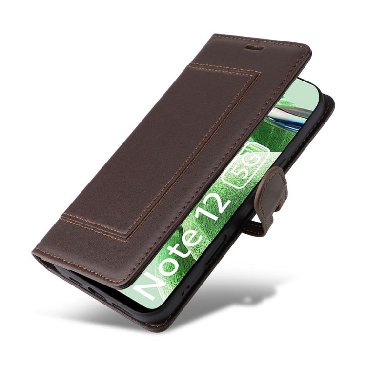 For Redmi Note 12 5G Global / Note 12R Pro Stitched Magnetic Buckle Leather Phone Case