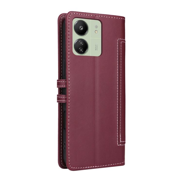 For Redmi 13C / Xiaomi Poco C65 Stitched Magnetic Buckle Leather Phone Case