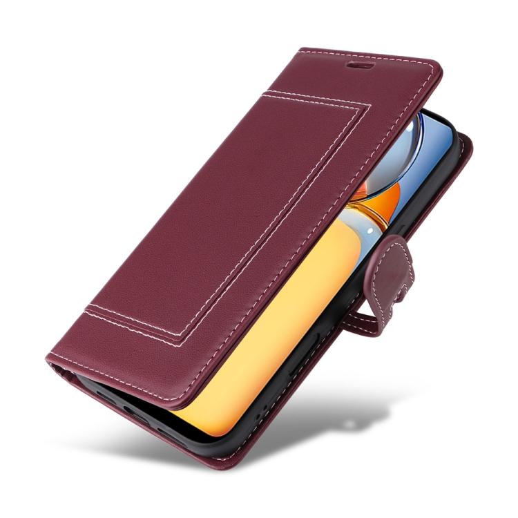 For Redmi 13C / Xiaomi Poco C65 Stitched Magnetic Buckle Leather Phone Case