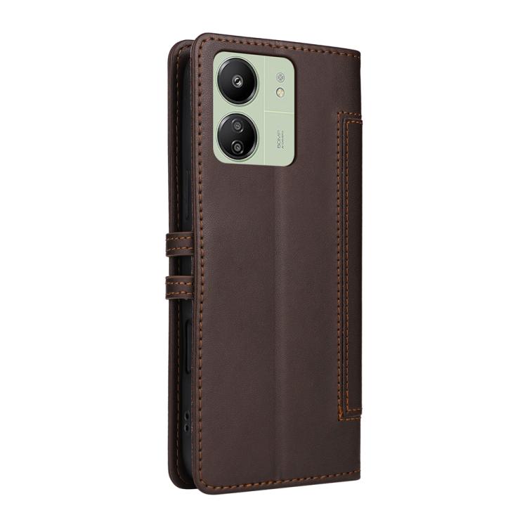 For Redmi 13C / Xiaomi Poco C65 Stitched Magnetic Buckle Leather Phone Case