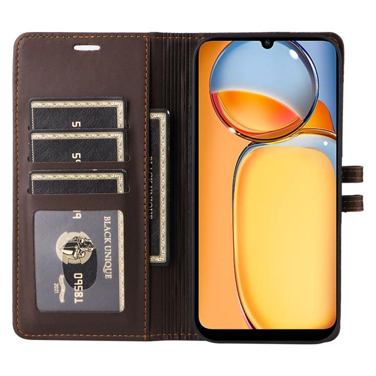 For Redmi 13C / Xiaomi Poco C65 Stitched Magnetic Buckle Leather Phone Case