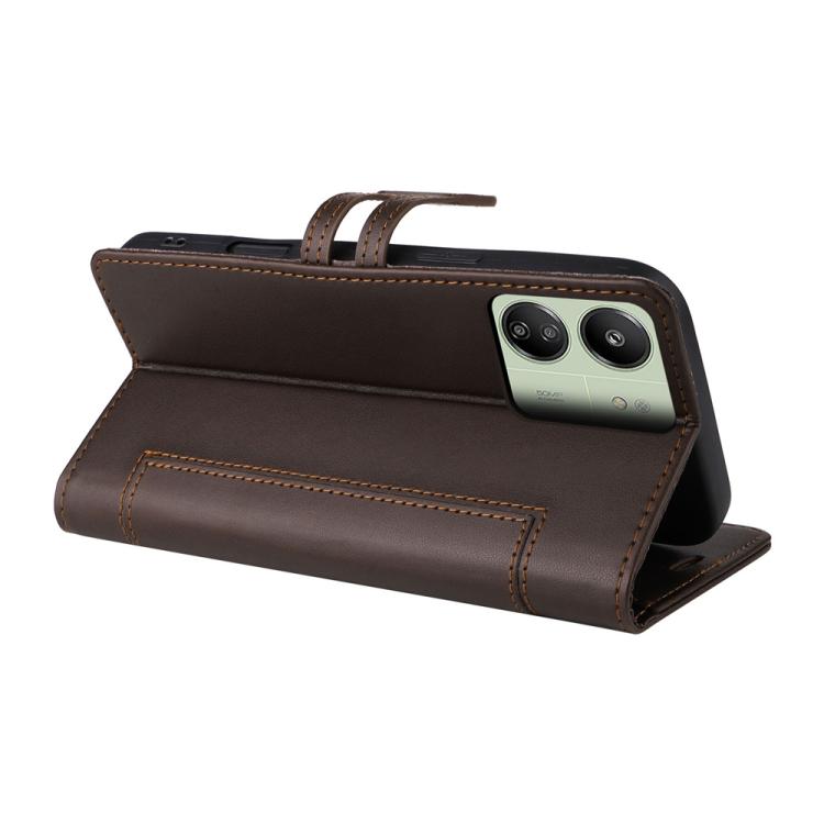 For Redmi 13C / Xiaomi Poco C65 Stitched Magnetic Buckle Leather Phone Case