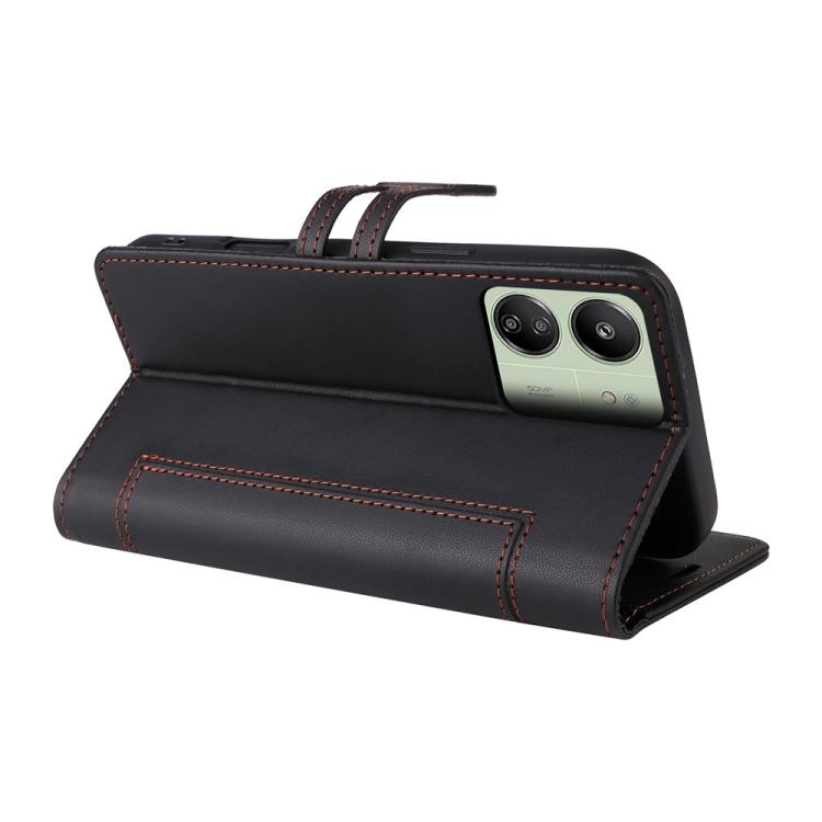 For Redmi 13C / Xiaomi Poco C65 Stitched Magnetic Buckle Leather Phone Case