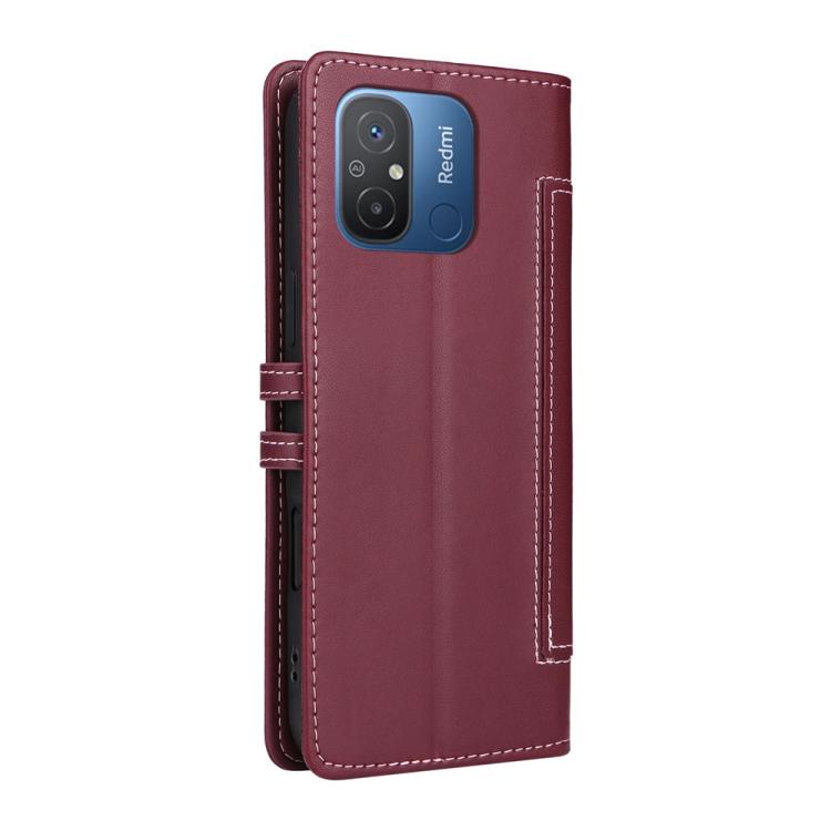 For Redmi 12C / 11A / Xiaomi Poco C55 Stitched Magnetic Buckle Leather Phone Case
