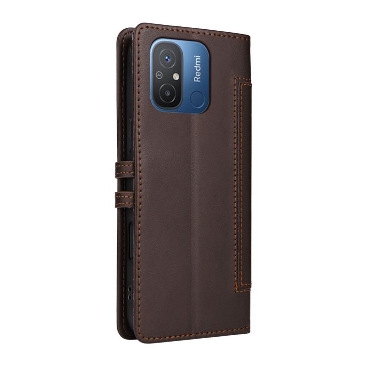 For Redmi 12C / 11A / Xiaomi Poco C55 Stitched Magnetic Buckle Leather Phone Case