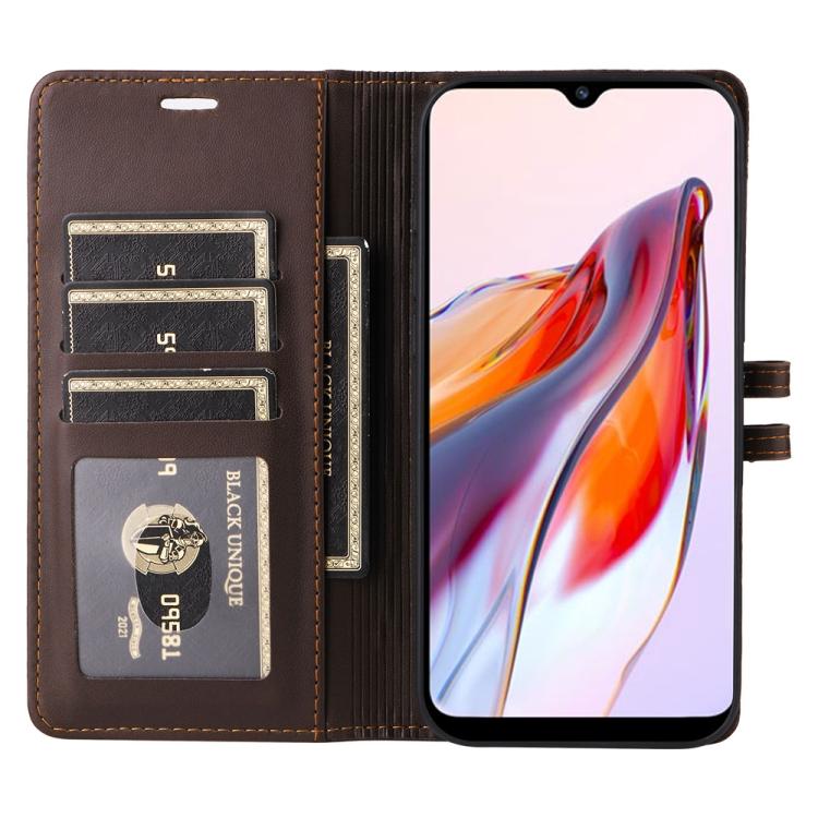 For Redmi 12C / 11A / Xiaomi Poco C55 Stitched Magnetic Buckle Leather Phone Case