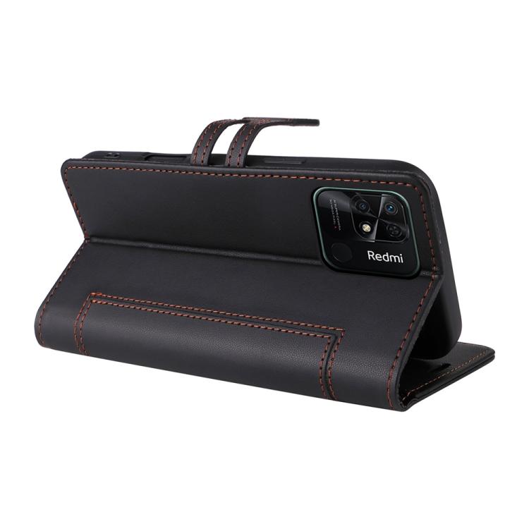 For Redmi 10C Stitched Magnetic Buckle Leather Phone Case