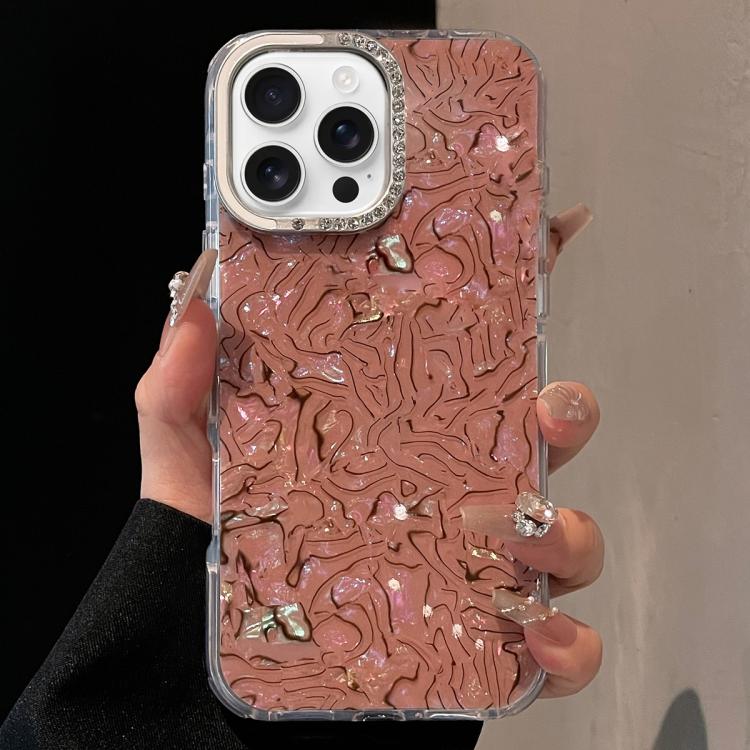 For iPhone 16 Pro Max Ink Rhythm Colorful Shell Pattern TPU Hybrid IMD Phone Case