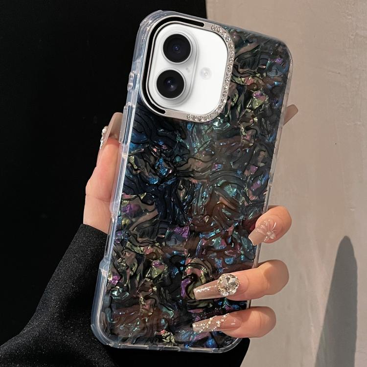 For iPhone 16 Plus Ink Rhythm Colorful Shell Pattern TPU Hybrid IMD Phone Case