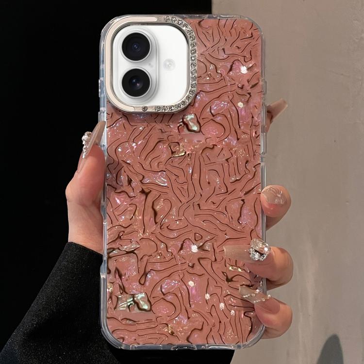 For iPhone 16 Ink Rhythm Colorful Shell Pattern TPU Hybrid IMD Phone Case