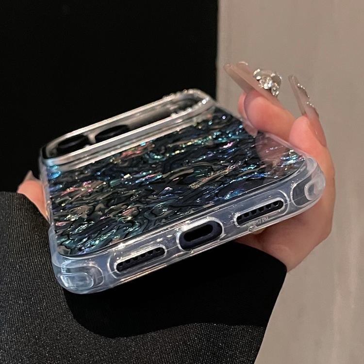 For iPhone 14 Pro Max Ink Rhythm Colorful Shell Pattern TPU Hybrid IMD Phone Case