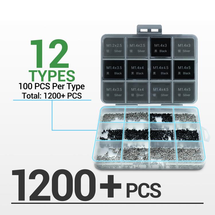 2UUL SC12 SpareScrew12 Phillips Screws Set for Most Android Phones Repair  - 1200pcs/Set