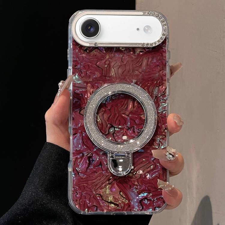 For iPhone Air Ink Rhythm Colorful Shell Pattern TPU Hybrid IMD Phone Case with Glitter Holder