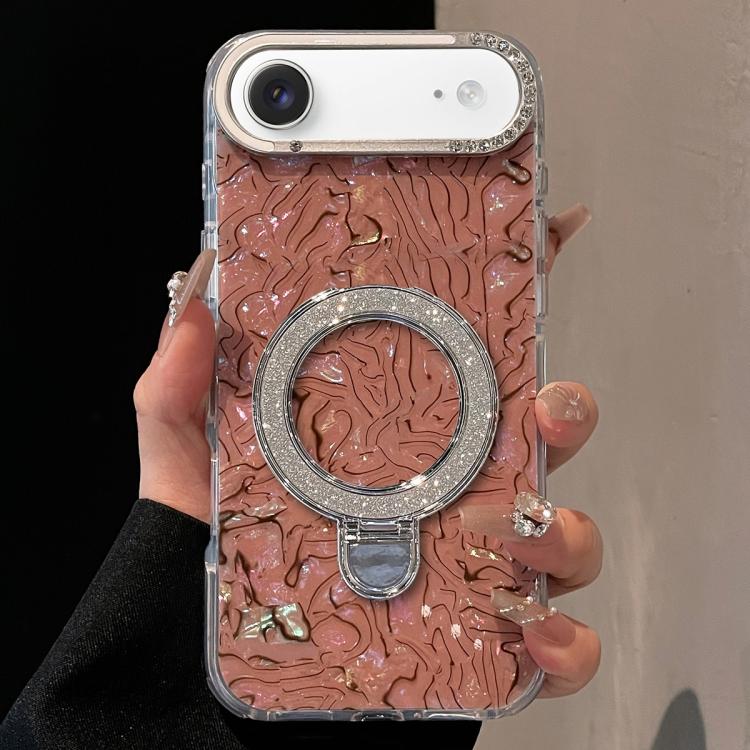 For iPhone Air Ink Rhythm Colorful Shell Pattern TPU Hybrid IMD Phone Case with Glitter Holder