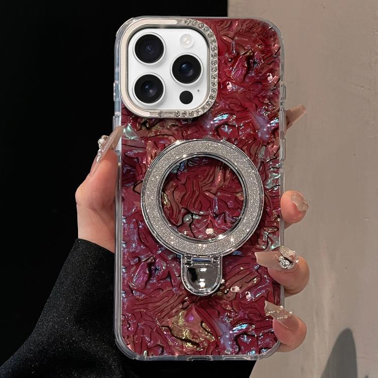 For iPhone 13 Pro Ink Rhythm Colorful Shell Pattern TPU Hybrid IMD Phone Case with Glitter Holder