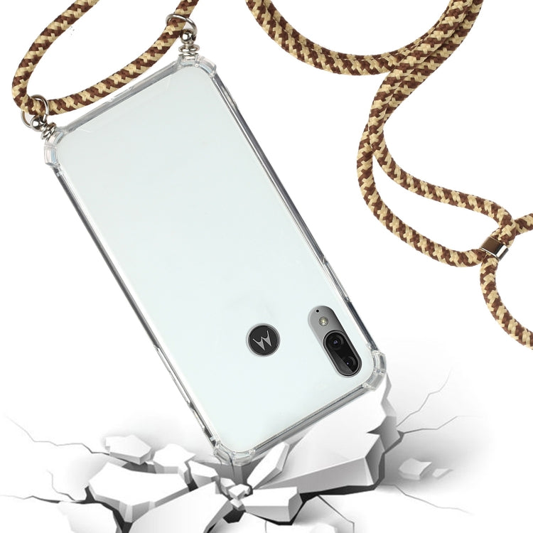 For Motorola Moto E6 Plus Four-Corner Anti-Fall Transparent TPU Protective Case with Lanyard