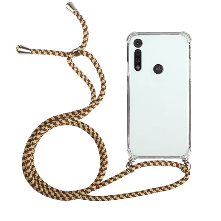 For Motorola Moto G8 Play Four-Corner Anti-Fall Transparent TPU Protective Case with Lanyard