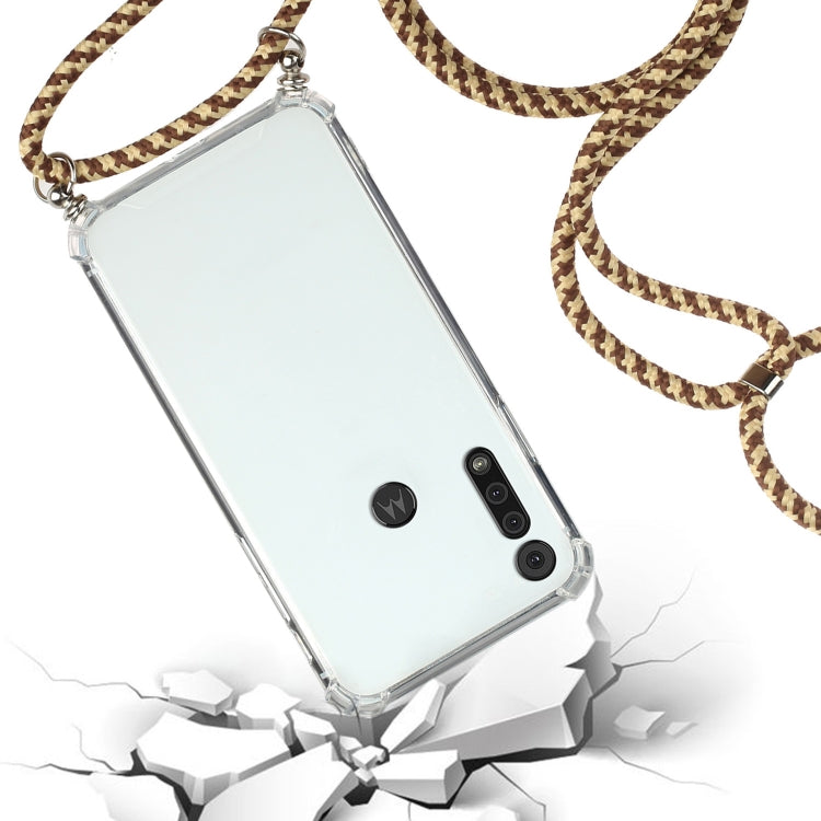 For Motorola Moto G8 Play Four-Corner Anti-Fall Transparent TPU Protective Case with Lanyard