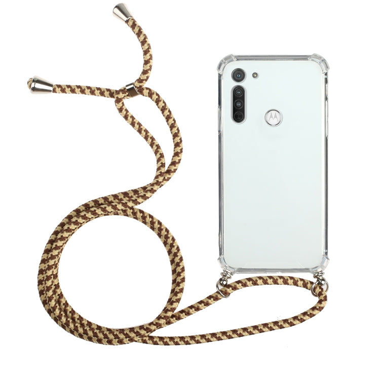 For Motorola Moto G8 Power Four-Corner Anti-Fall Transparent TPU Protective Case with Lanyard