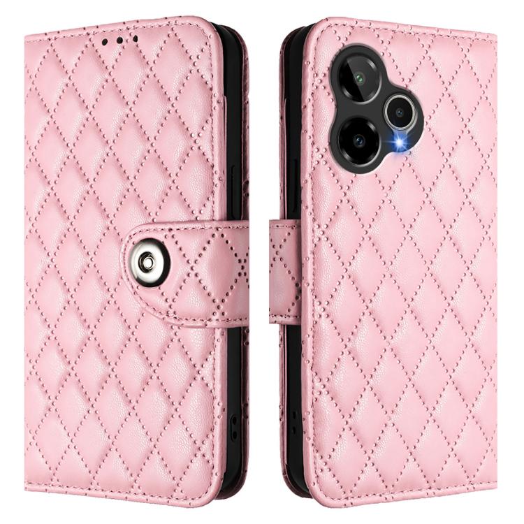 For AT&T Verge 2 Rhombic Texture Flip Leather Phone Case with Lanyard