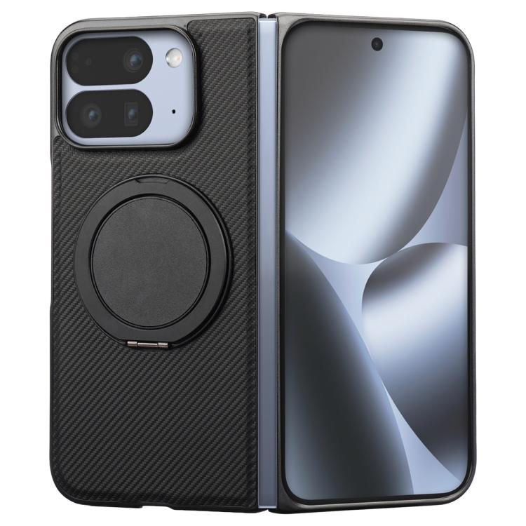 For Google Pixel 9 Pro Fold ViLi TCY Series Kevlar Leather Texture Rotating Holder Phone Case - Black