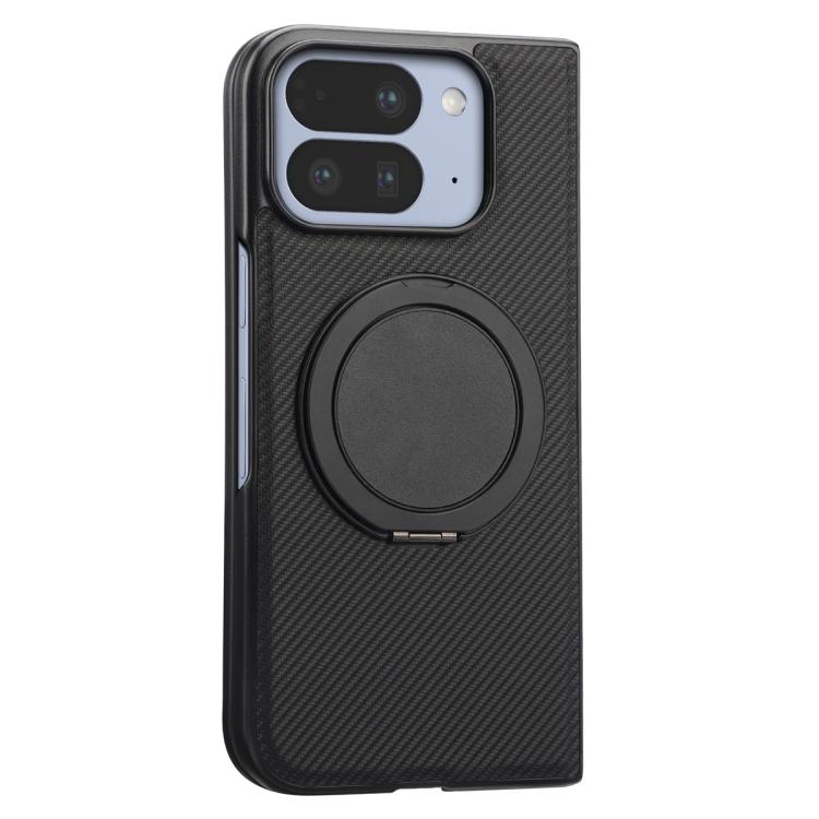 For Google Pixel 9 Pro Fold ViLi TCY Series Kevlar Leather Texture Rotating Holder Phone Case - Black