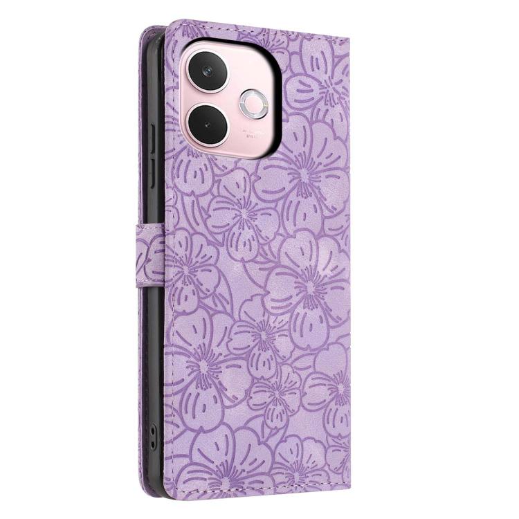 For OPPO A5 Pro 5G Global Cherry Blossoms Embossed Leather Phone Case