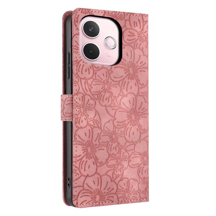For OPPO A5 Pro 5G Global Cherry Blossoms Embossed Leather Phone Case