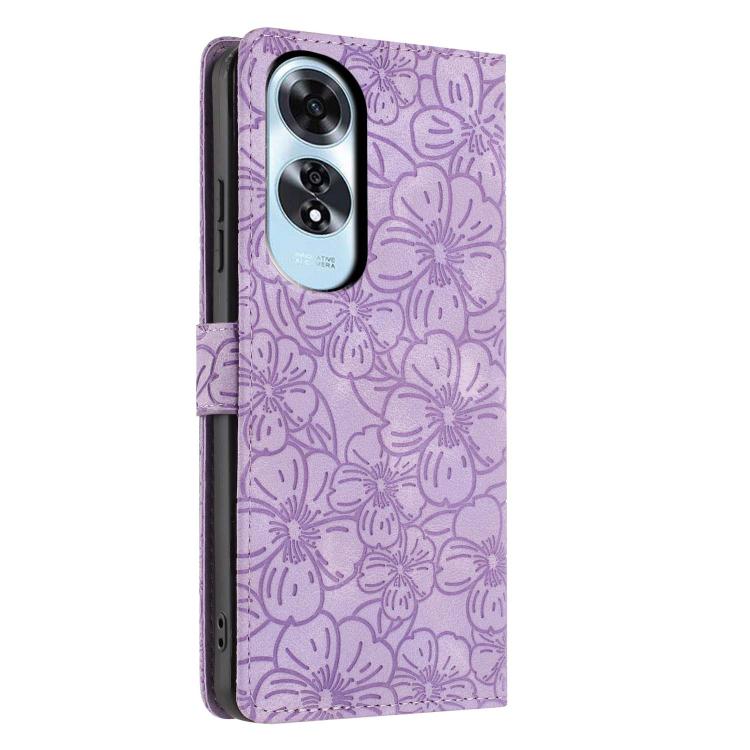 For OPPO A60 Cherry Blossoms Embossed Leather Phone Case