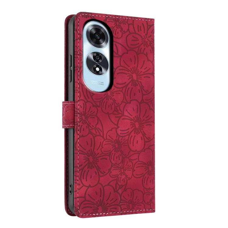 For OPPO A60 Cherry Blossoms Embossed Leather Phone Case