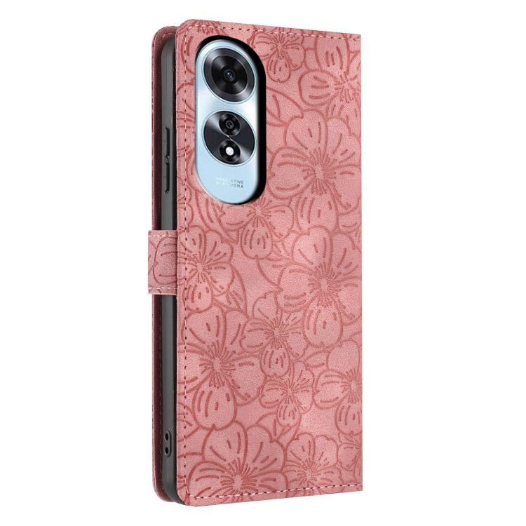 For OPPO A60 Cherry Blossoms Embossed Leather Phone Case