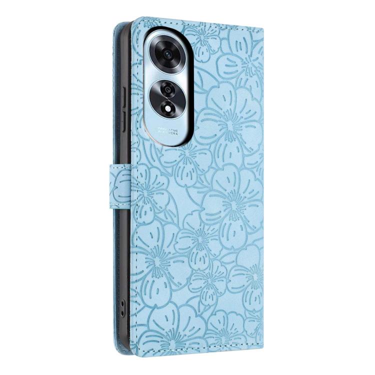 For OPPO A60 Cherry Blossoms Embossed Leather Phone Case