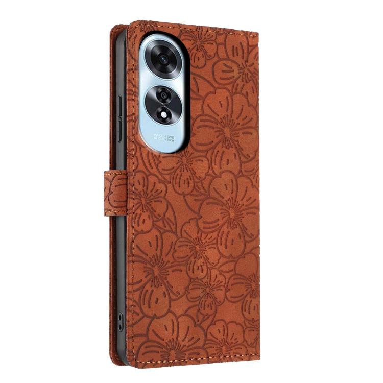 For OPPO A60 Cherry Blossoms Embossed Leather Phone Case