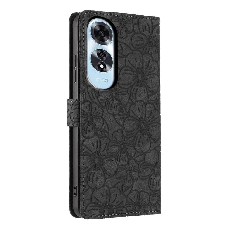 For OPPO A60 Cherry Blossoms Embossed Leather Phone Case