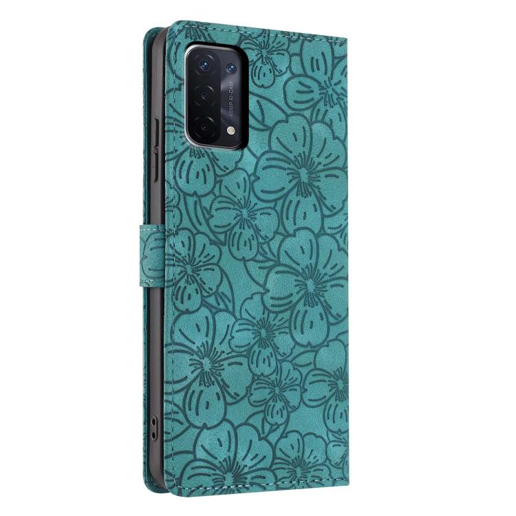 For OPPO A74 5G / A54 5G / A93 5G Cherry Blossoms Embossed Leather Phone Case