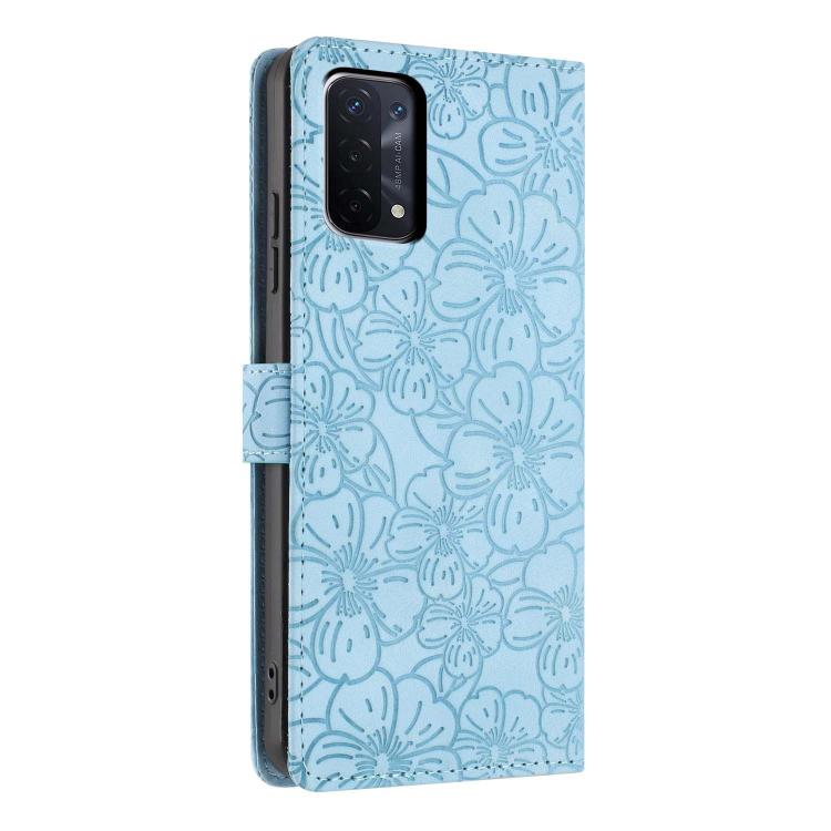 For OPPO A74 5G / A54 5G / A93 5G Cherry Blossoms Embossed Leather Phone Case
