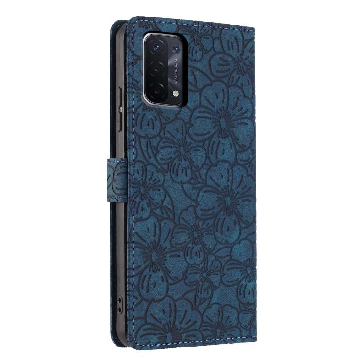 For OPPO A74 5G / A54 5G / A93 5G Cherry Blossoms Embossed Leather Phone Case