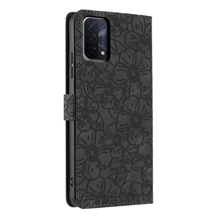 For OPPO A74 5G / A54 5G / A93 5G Cherry Blossoms Embossed Leather Phone Case
