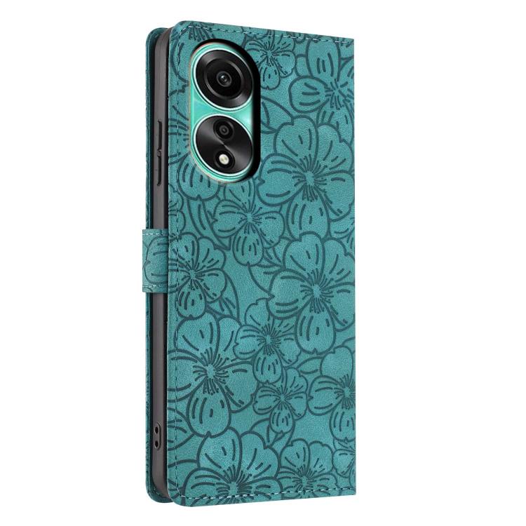 For OPPO A78 4G Cherry Blossoms Embossed Leather Phone Case