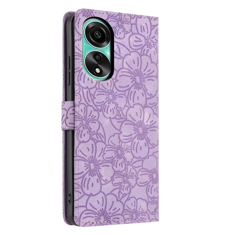For OPPO A78 4G Cherry Blossoms Embossed Leather Phone Case