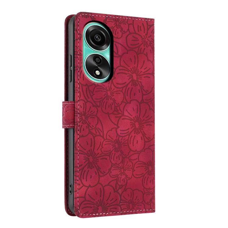 For OPPO A78 4G Cherry Blossoms Embossed Leather Phone Case