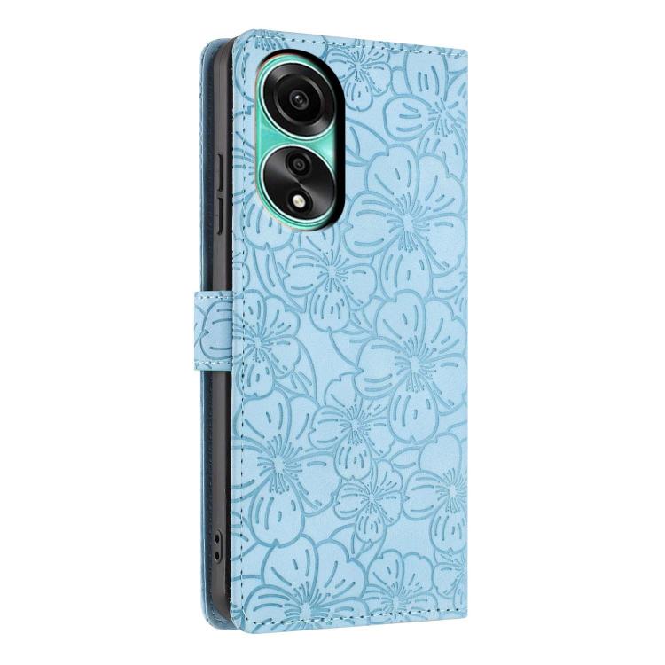 For OPPO A78 4G Cherry Blossoms Embossed Leather Phone Case