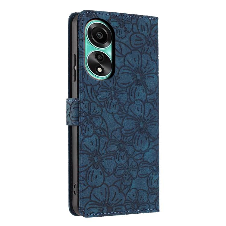 For OPPO A78 4G Cherry Blossoms Embossed Leather Phone Case
